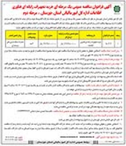 مناقصه خرید تجهیزات رایانه ای فناوری اطلاعات- مرحله دوم 
