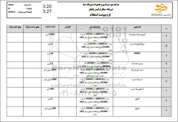 استعلام آمونیوم هیتا مولیبدات ....