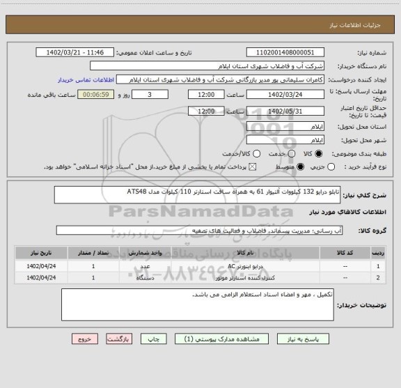استعلام تابلو درایو 132 کیلووات آلتیوار 61 به همراه سافت استارتر 110 کیلوات مدل ATS48