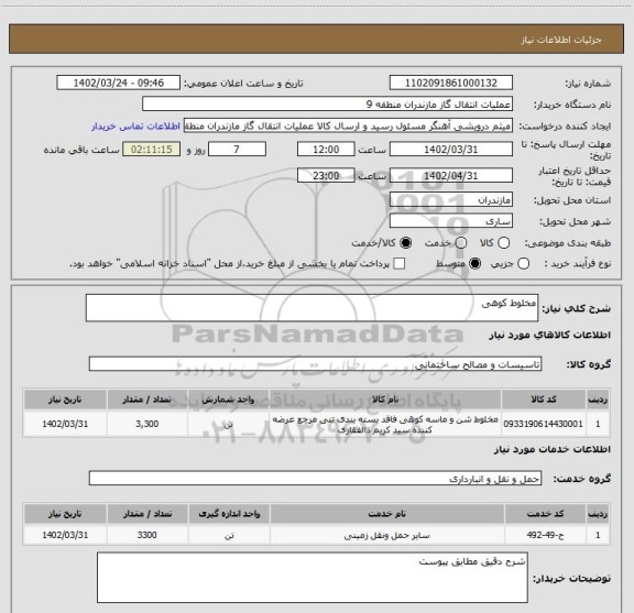استعلام مخلوط کوهی