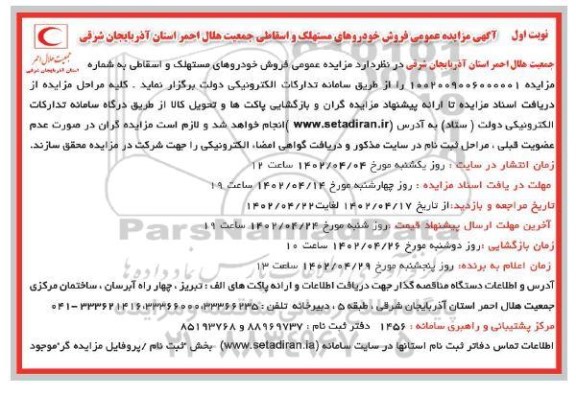 مزایده فروش خودروهای مستهلک و اسقاطی