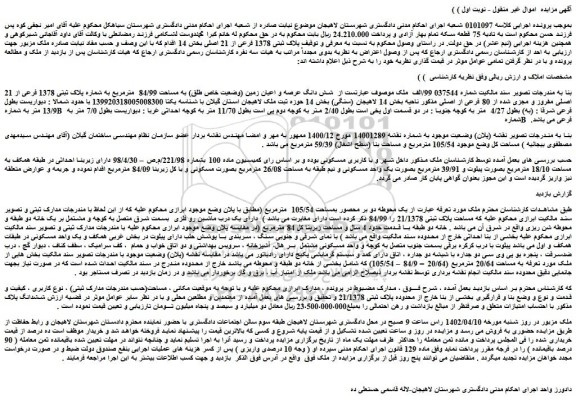 مزایده پلاک ثبتی 1378 فرعی از 21 اصلی