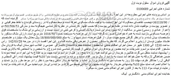 مزایده ملک مسکونی