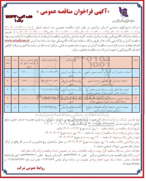 فراخوان مناقصه احداث ساختمان آتش نشانی در ناحیه صنعتی و ...