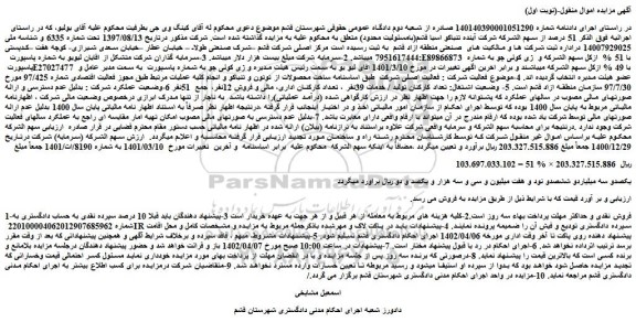 مزایده فروش سهام 