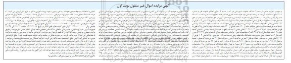 مزایده ششدانگ یک قطعه زمینی به مساحت 188 مترمربع نوبت اول
