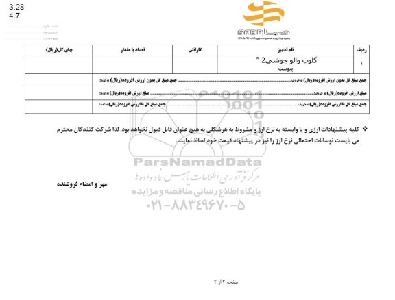 استعلام گلوب والو جوشی