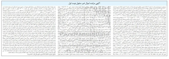 مزایده فروش پلاکهای ثبتی 63 فرعی و 19 الی 29 فرعی از 11185 اصلی 