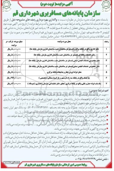 مزایده واگذاری بهره برداری دفتر اداری....- نوبت دوم