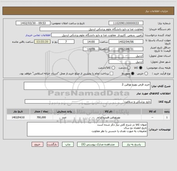 استعلام خرید قرص بوپرو نورفین 2