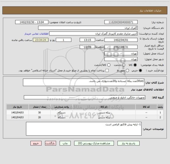 استعلام کالا30عدد پنکه ایستاده و20عدددیواری می باشد.