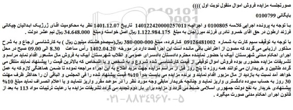 مزایده سیم کارت به شماره  09126481002