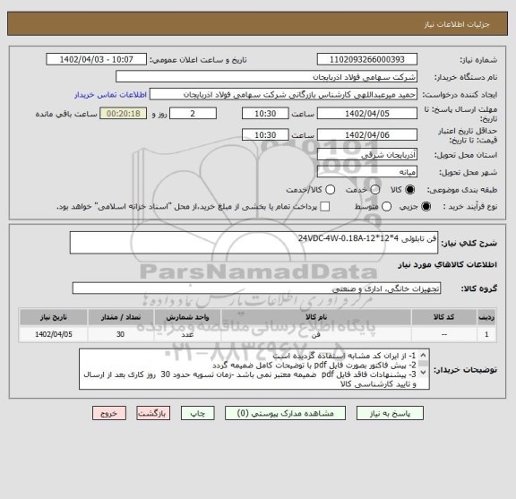 استعلام فن تابلوئی 24VDC-4W-0.18A-12*12*4