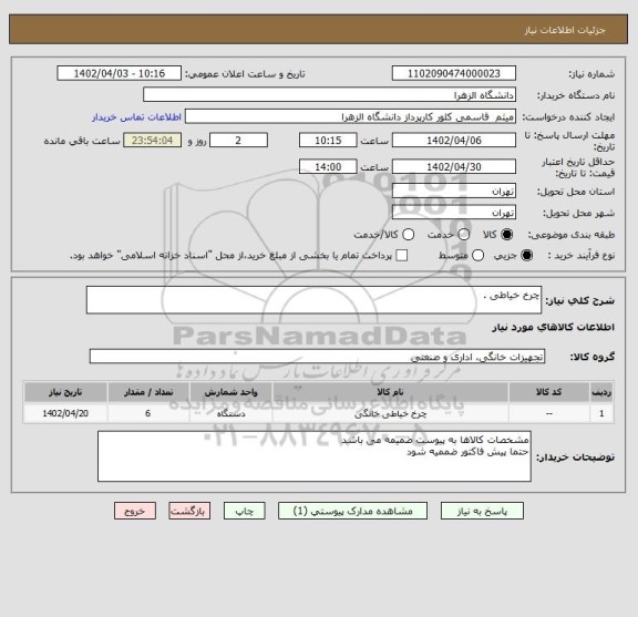 استعلام چرخ خیاطی .