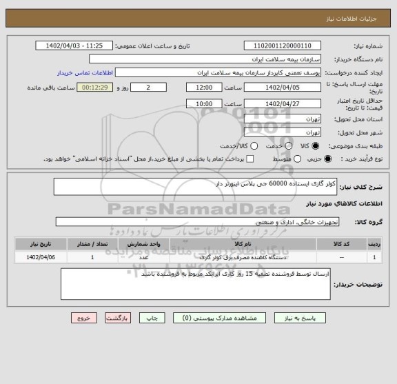 استعلام کولر گازی ایستاده 60000 جی پلاس اینورتر دار