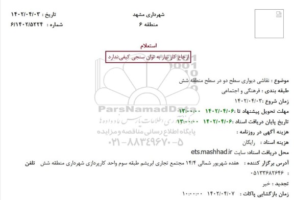 استعلام  نقاشی دیواری سطح دو در سطح منطقه شش