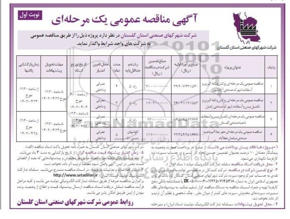 مناقصه روکش و لکه گیری و آسفالت ...