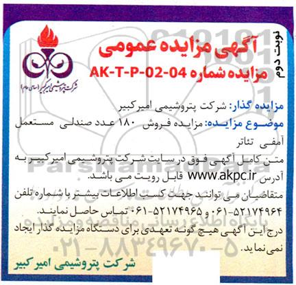 مزایده فروش 180 عدد صندلی مستعمل آمفی تئاتر