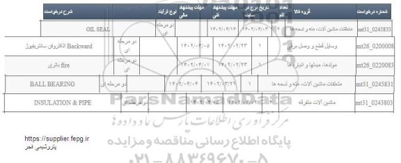 استعلام OIL SEAL...