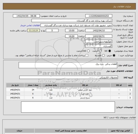 استعلام قطعات یدکی  دیزل برق