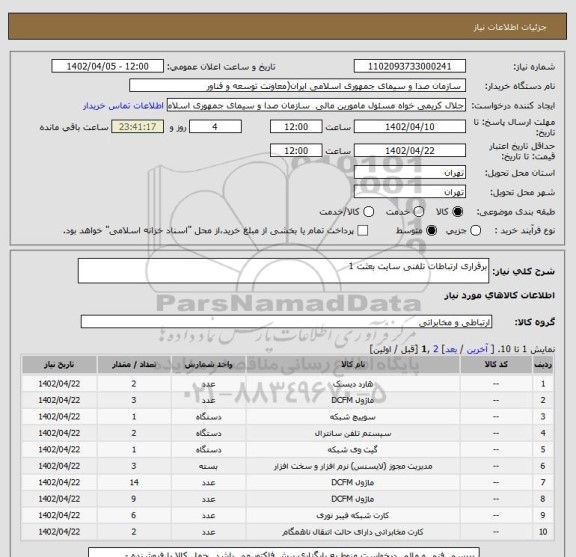 استعلام برقراری ارتباطات تلفنی سایت بعثت 1