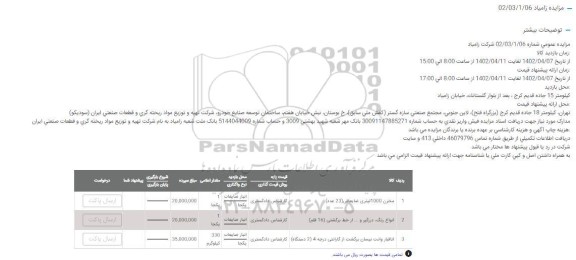 مزایده مخزن 1000 لیتری ضایعاتی ...