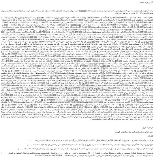 مزایده فروش دو دستگاه یخچال و فریزر دوقلو الکترواستیل pladiumو...