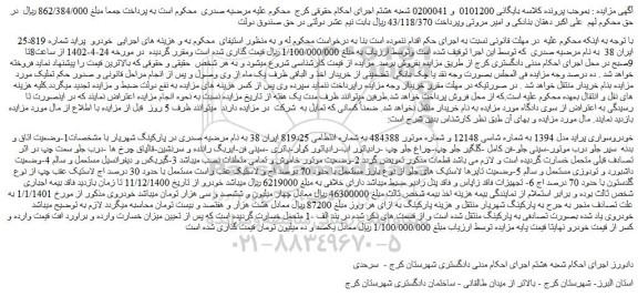 مزایده فروش خودروسواری پراید مدل 1394