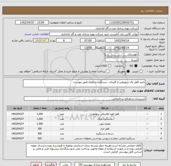 استعلام خرید قفل یال سوییچی و کلیدی - دستگیره و مغزی طبق پیوست.