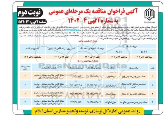 مناقصه احداث زمین چمن مصنوعی چوار ...- نوبت دوم 