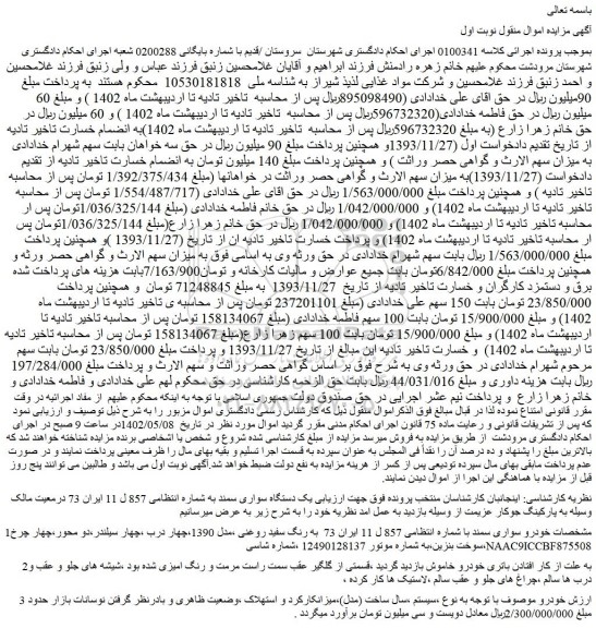 مزایده فروش یک دستگاه سواری سمند