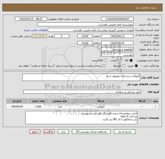 استعلام آنژیوکت سبز مارک ویترومد یا نوا