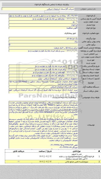 مناقصه, پروژه  انجام عملیات بازاریابی مجدد- یکپارچه¬سازی، تدقیق و GIS Ready نقشه¬ها- بلوک¬بندی و باز طراحی