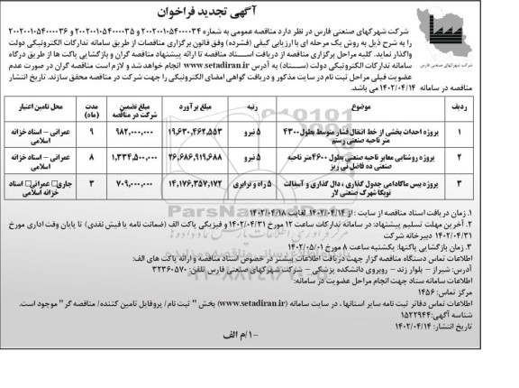 تجدید فراخوان پروژه احداث بخشی از خط انتقال فشار ...