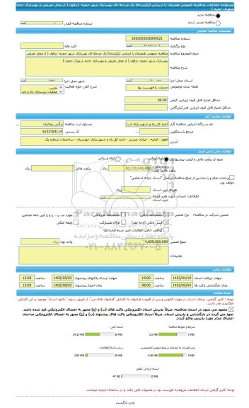 مناقصه، مناقصه عمومی همزمان با ارزیابی (یکپارچه) یک مرحله ای بهسازی شهر حمزه- دزفول ( از محل تعریض و بهسازی جاده شهرک حمزه )