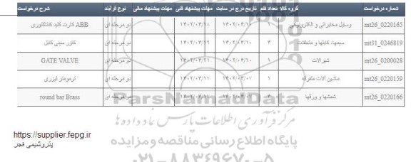 استعلام gate valve