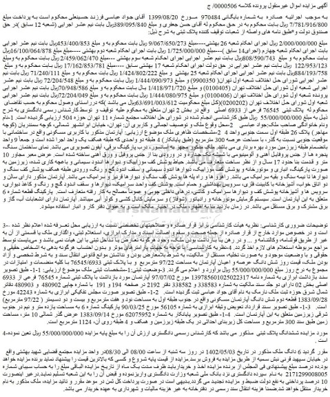 مزایده فروش 6 دانگ ملک