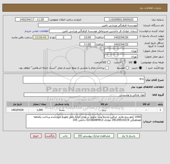 استعلام برنج