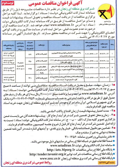مناقصه واگذاری خدمات پشتیبانی و نگهداری شبکه کامپیوتری و ... - نوبت دوم 