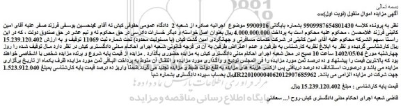 مزایده فروش سهام 