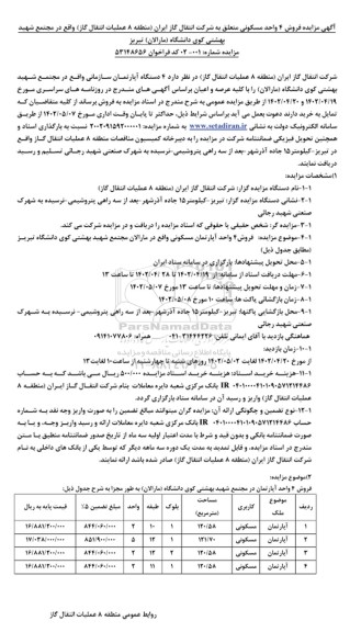 مزایده فروش 4 واحد مسکونی