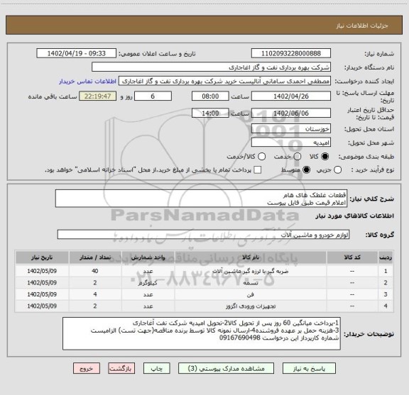 استعلام قطعات غلطک های هام   
اعلام قیمت طبق فایل پیوست