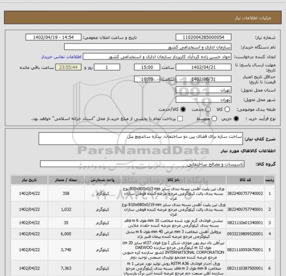 استعلام ساخت سازه برای فضای بین دو ساختمان، سازه ساندویچ پنل