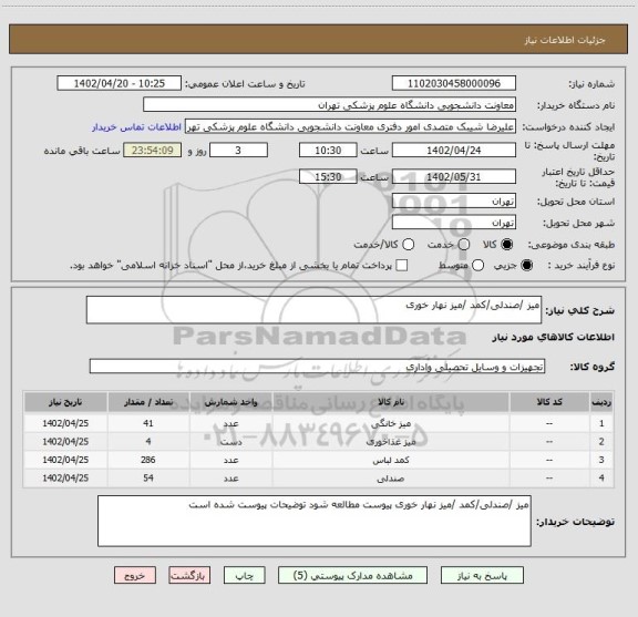 استعلام میز /صندلی/کمد /میز نهار خوری