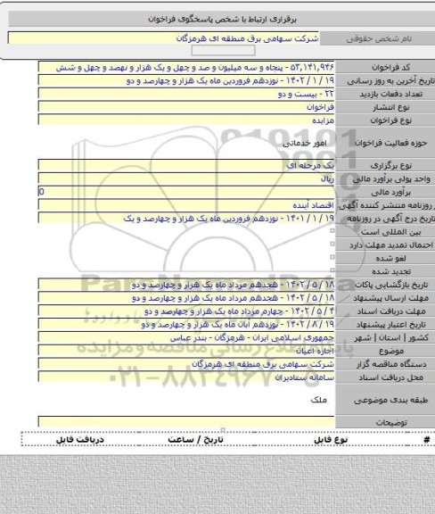 مزایده, اجاره اعیان