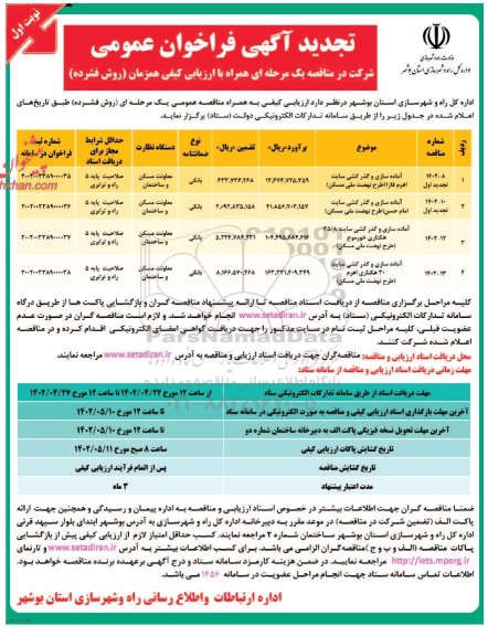 فراخوان مناقصه آماده سازی و گذرکشی سایت اهرم ....