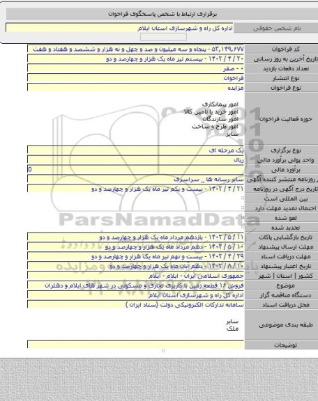 مزایده, فروش ۱۶ قطعه زمین با کاربری تجاری و مسکونی در شهر های  ایلام و دهلران