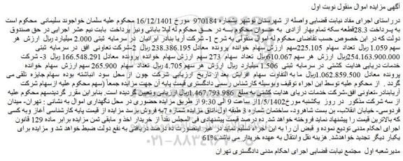 مزایده فروش سهام