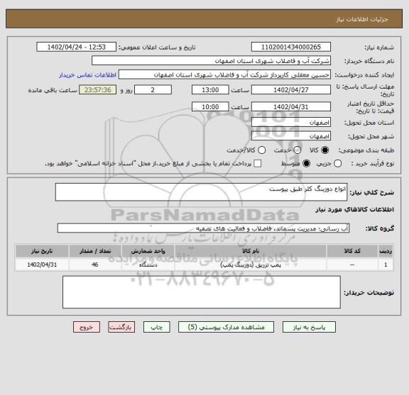 استعلام انواع دوزینگ کلر طبق پیوست