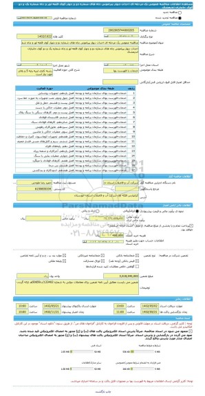 مناقصه، مناقصه عمومی یک مرحله ای احداث دیوار پیرامونی چاه های شماره دو و چهار کوی قلعه لور و چاه شماره یک و دو کوی جانبازان اندیمشک